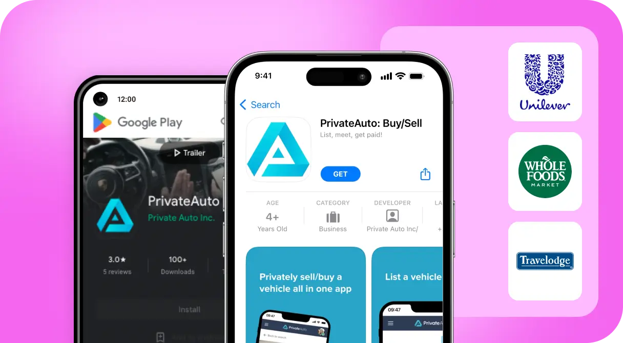 iOS and Android phones with app screenshots