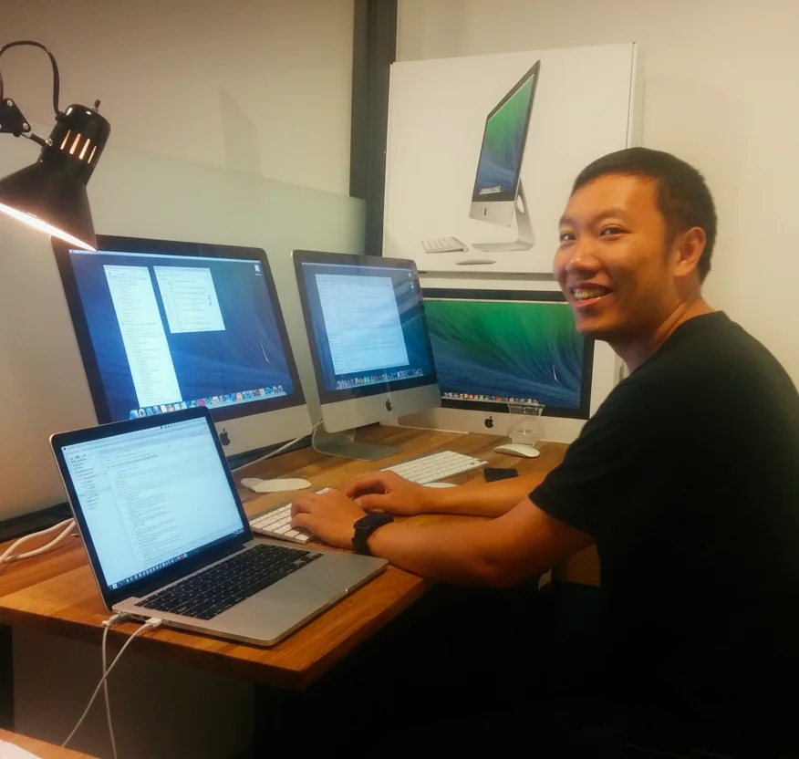 Median.co co-founder Weiyin He working in the company’s early days