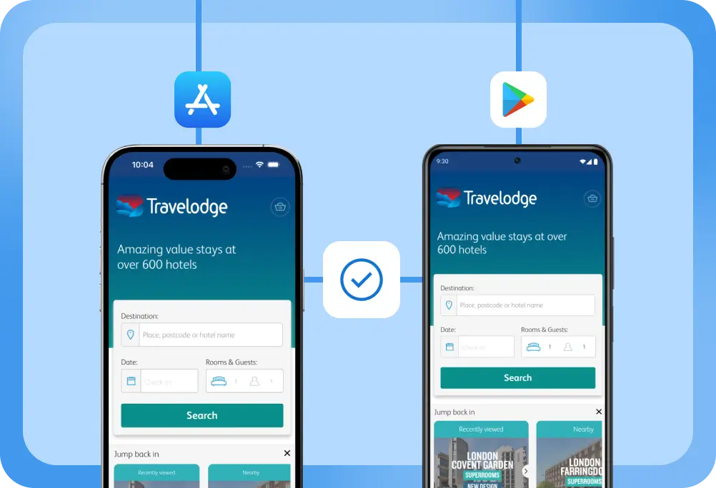 iOS and Android devices with the same app showing on both